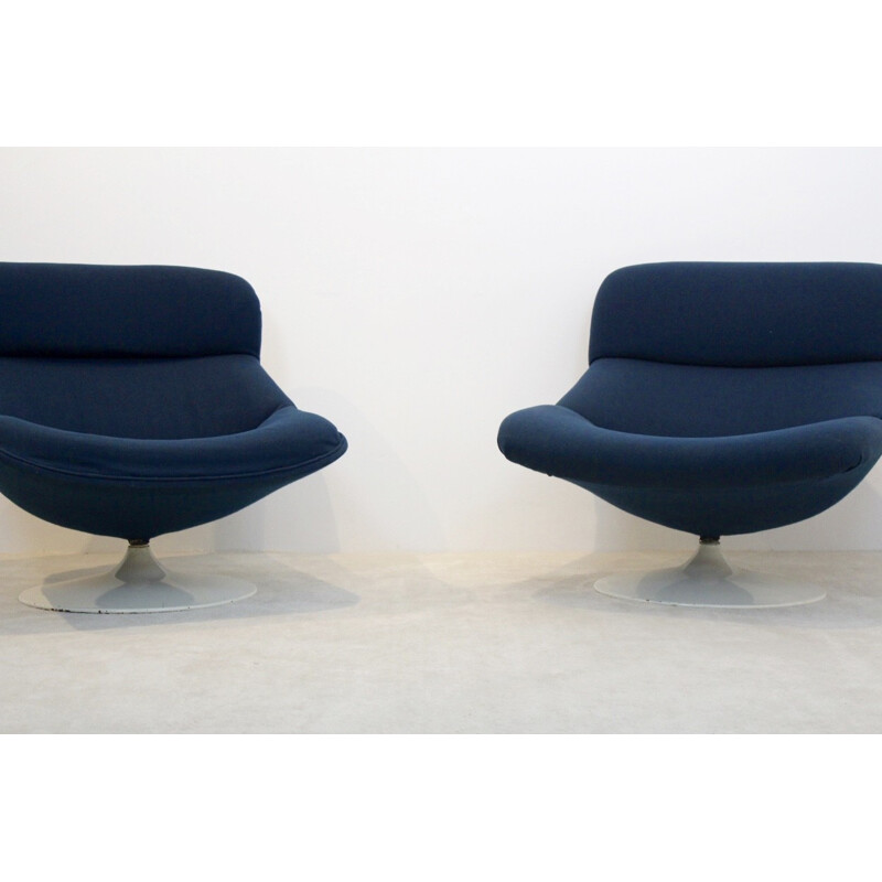 Set of 2 Artifort Swivel Lounge Chairs F518 and F522, Geoffrey HARCOURT - 1970s