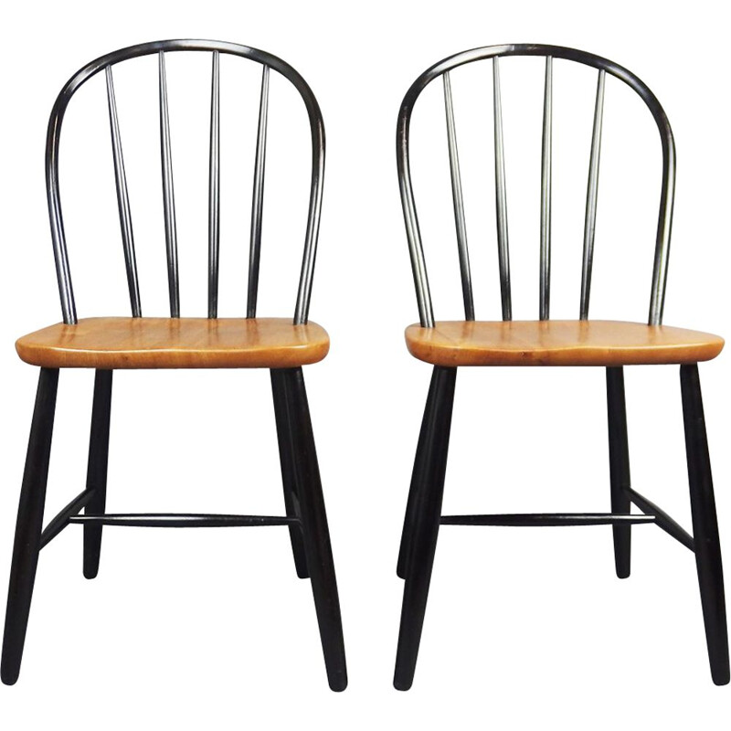 Pair of vintage Ercol chairs in bent beechwood, Great Britain 1960