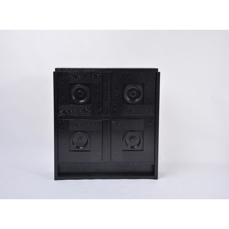 Vintage black brutalist cabinet, Belgium 1970s