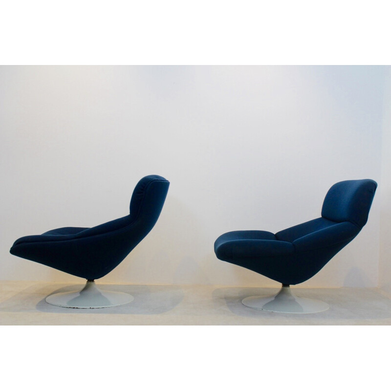 Set of 2 Artifort Swivel Lounge Chairs F518 and F522, Geoffrey HARCOURT - 1970s