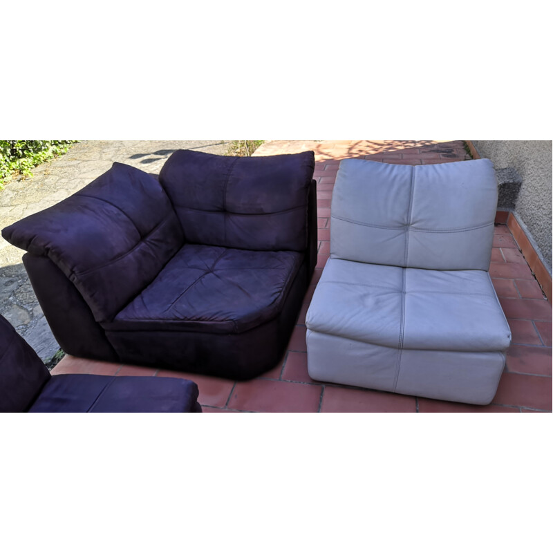 Vintage-Modulsofa aus Leder und Wildleder