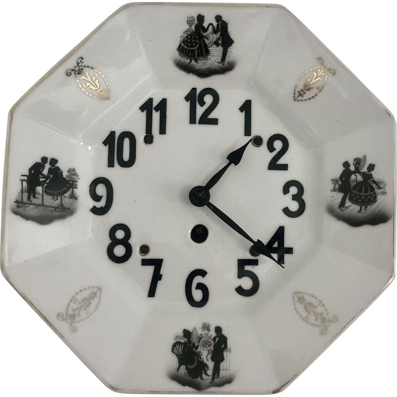 Orologio vintage in porcellana, Germania 1950