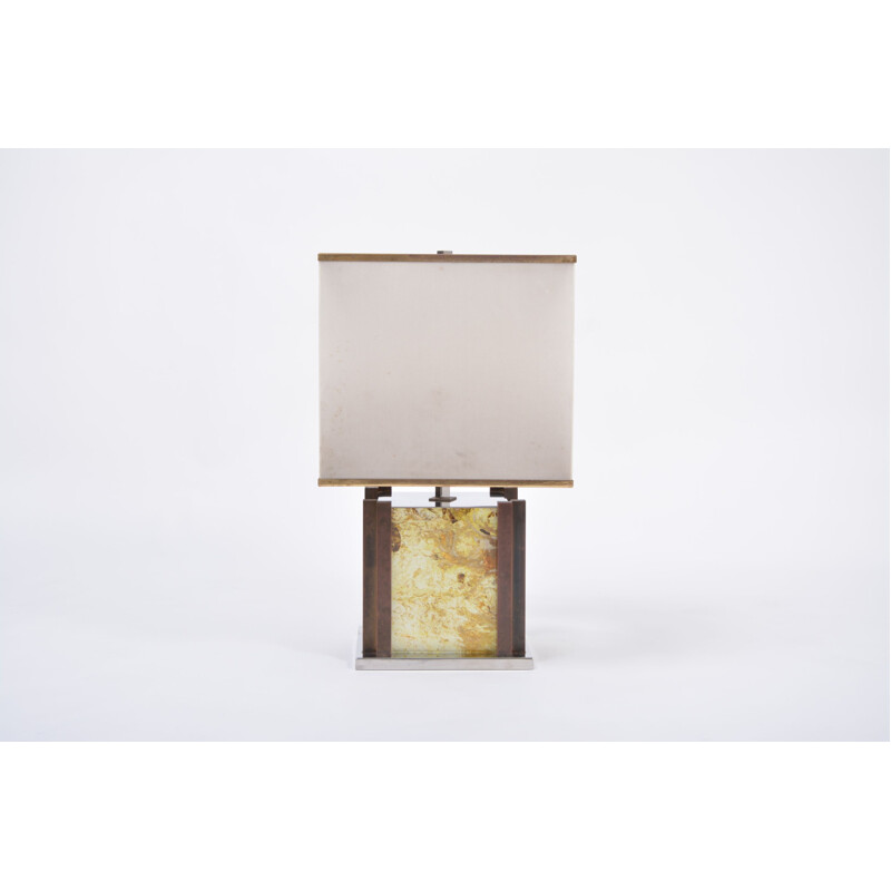 Vintage table lamp in brass and chrome by Romeo Rega