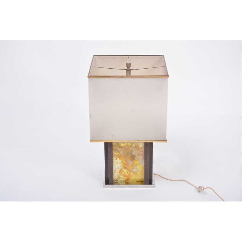 Vintage table lamp in brass and chrome by Romeo Rega