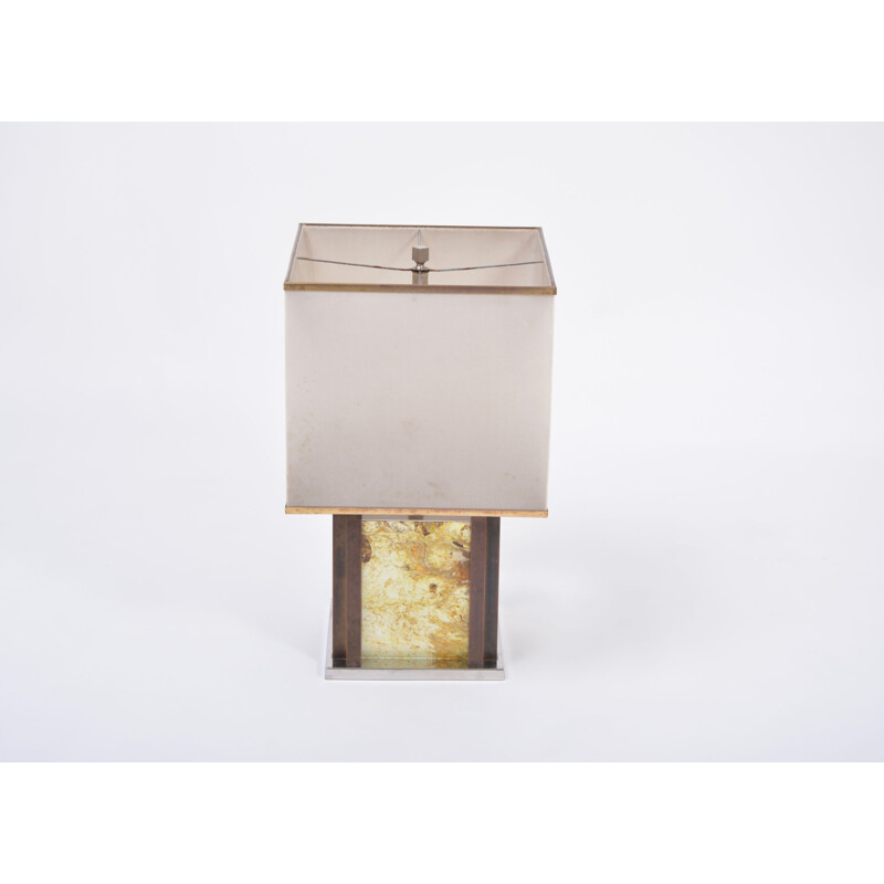 Vintage table lamp in brass and chrome by Romeo Rega