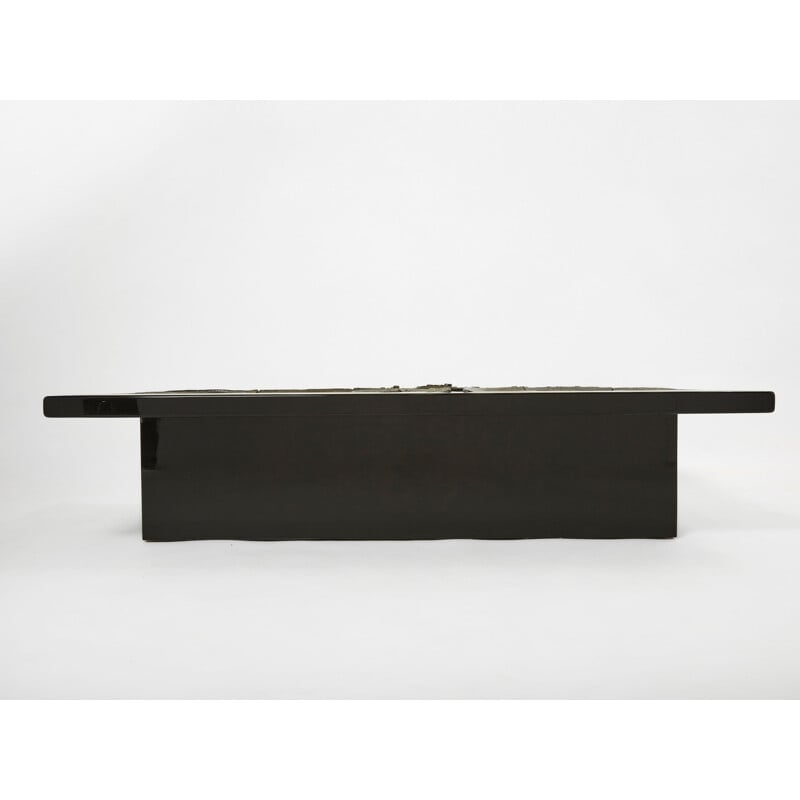 Vintage Brutalist coffee table with lacquered structure and legs by Pia Manu, Belgium 1970