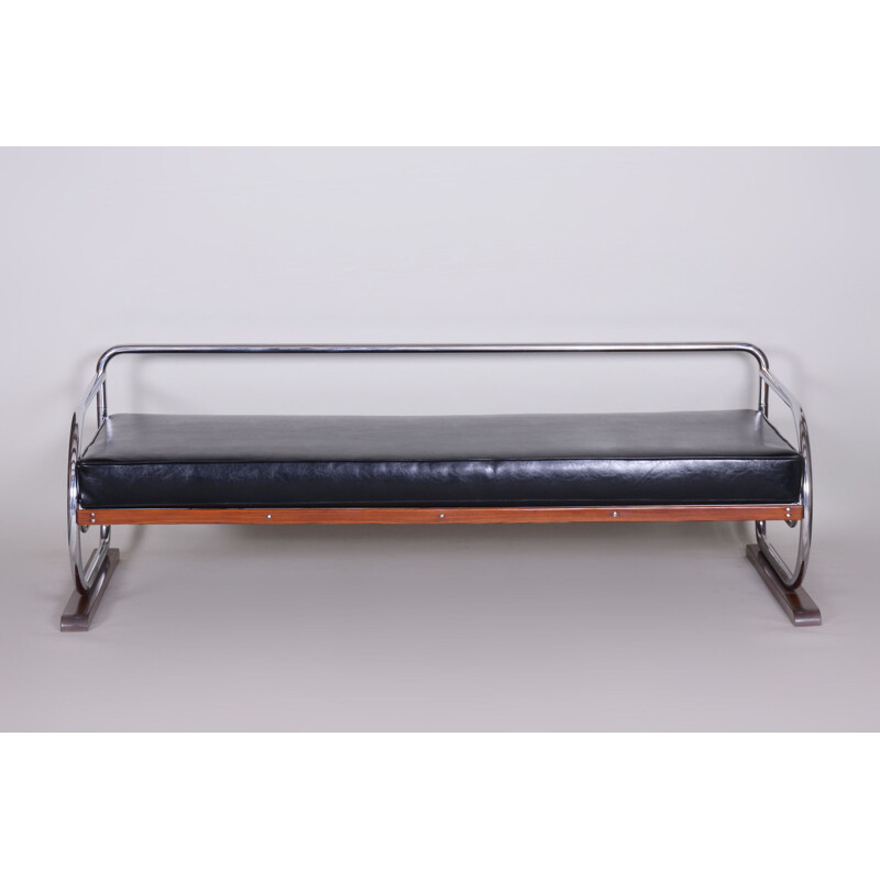 Vintage 3-seat black sofa by Robert Slezak for Slezak Factories, 1930