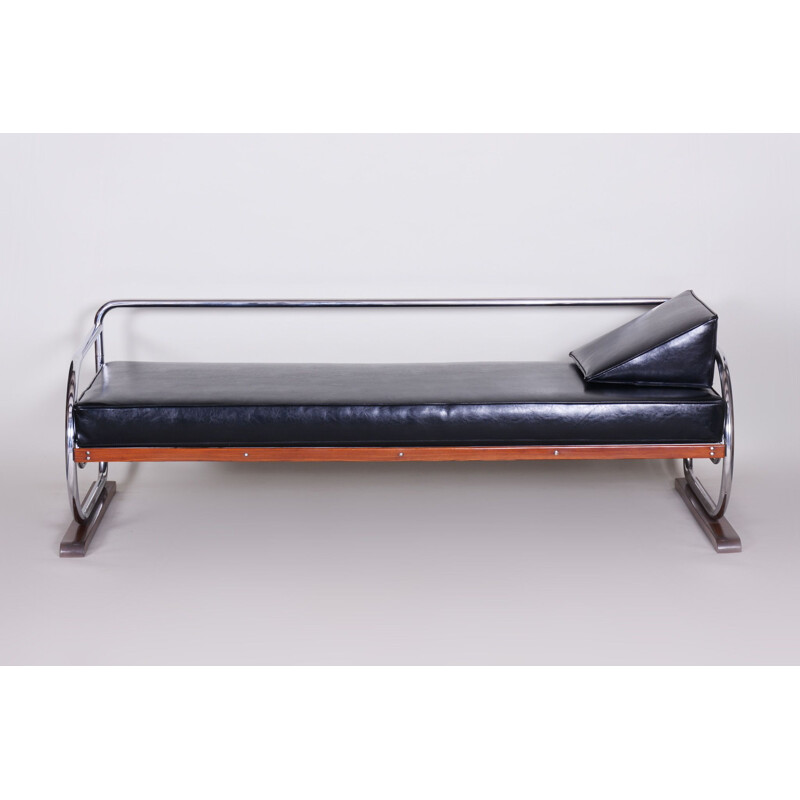 Vintage 3-seat black sofa by Robert Slezak for Slezak Factories, 1930