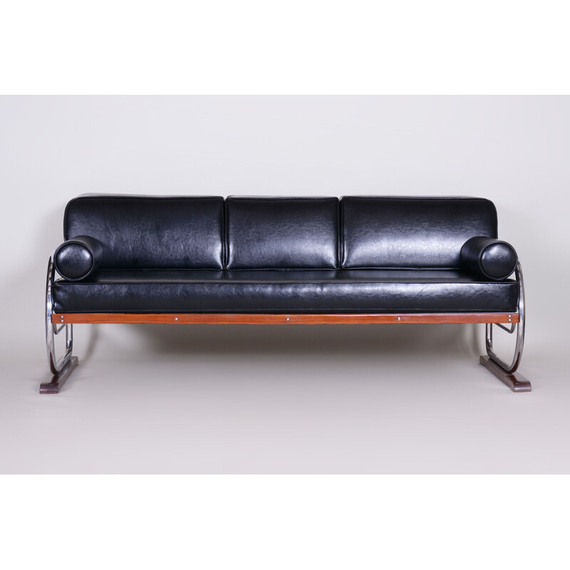 Vintage 3-zits zwarte sofa van Robert Slezak voor Slezak Factories, 1930