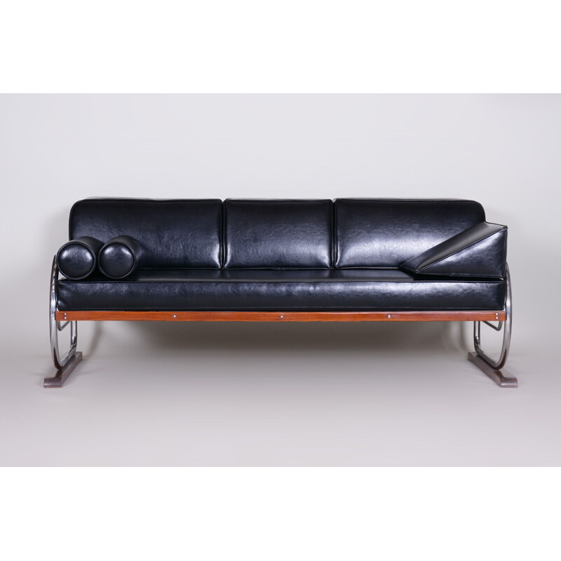 Vintage 3-zits zwarte sofa van Robert Slezak voor Slezak Factories, 1930