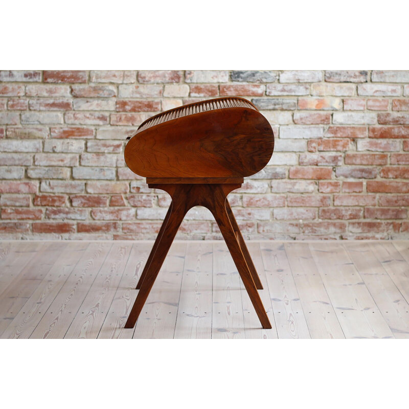 Mid-century desk with Roll-Top in walnut veneer, 1950s