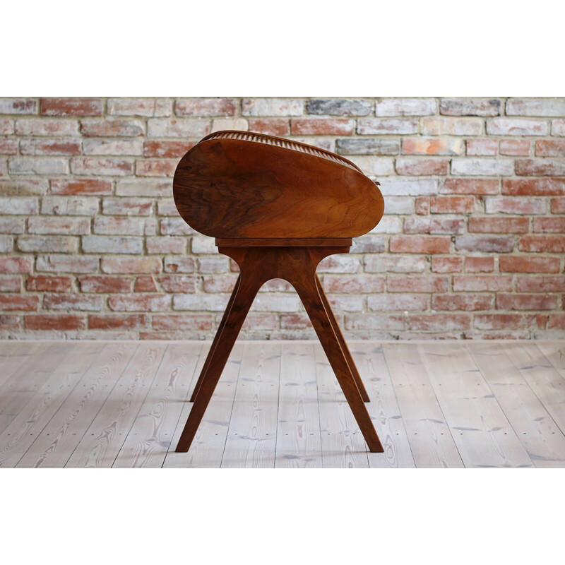 Mid-century desk with Roll-Top in walnut veneer, 1950s