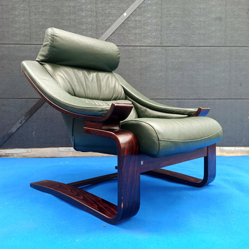 Fauteuil vintage Kroken en cuir par Ake Fribyterpour pour Nelo, 1970