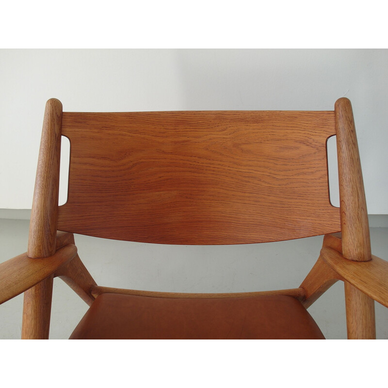 Ch-28 Silla Sawbuck vintage de Hans J. Wegner para Carl Hansen, Dinamarca 1951