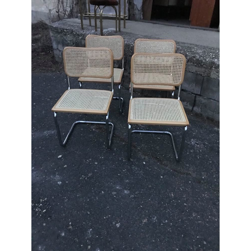 Set of 4 mid-century cesca chairs by Marcel Breuer