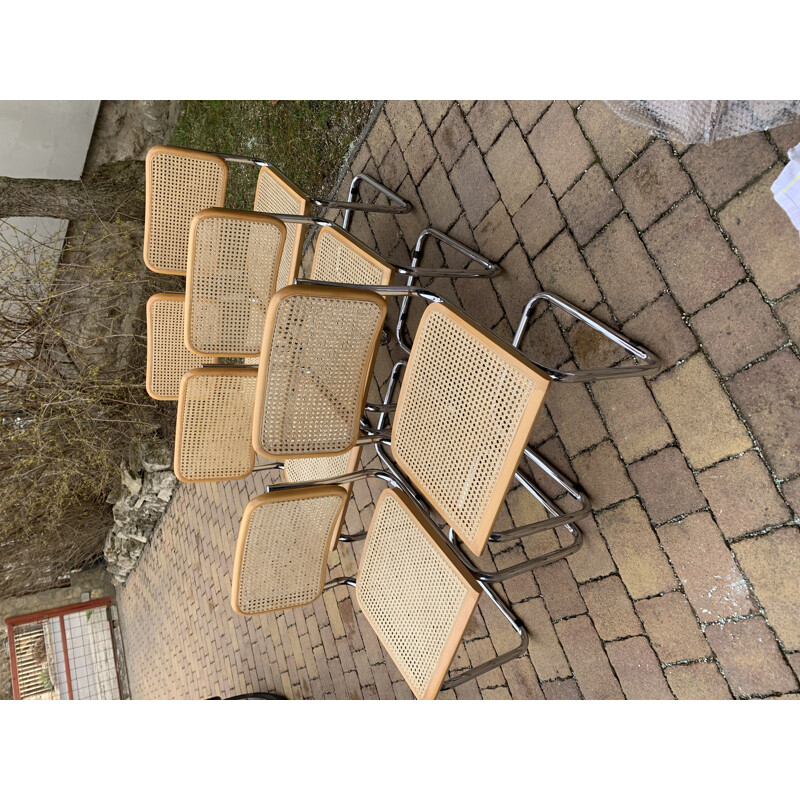 Ensemble de 6 chaises cesca vintage par Marcel Breuer