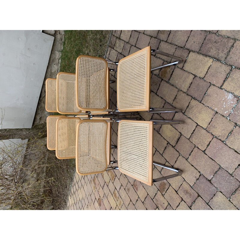 Ensemble de 6 chaises cesca vintage par Marcel Breuer