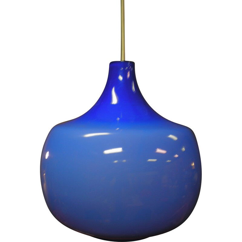 Italian Venini hanging lamp in blue glass, Paolo VENINI - 1960s