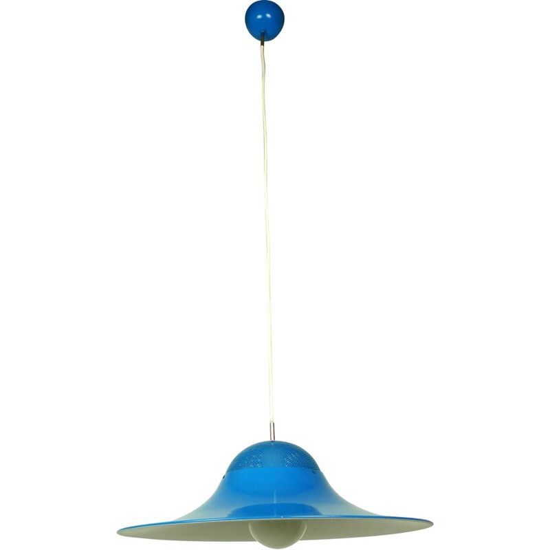 Danish "Tulip" hanging lamp in blue metal - 1960s