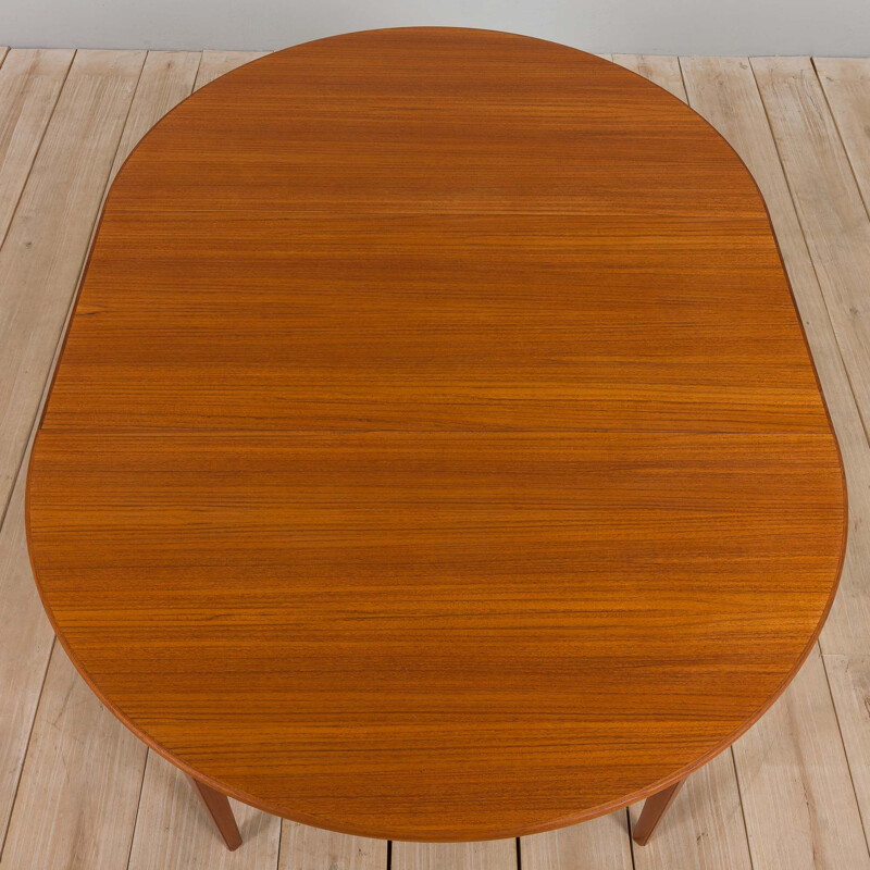 Vintage ronde uittrekbare tafel model 55 in teak van Omann Jun, 1960