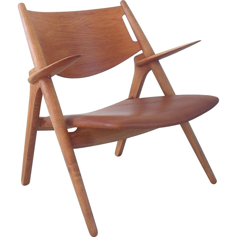 Chaise Ch-28 Sawbuck vintage par Hans J. Wegner pour Carl Hansen, Danemark 1951