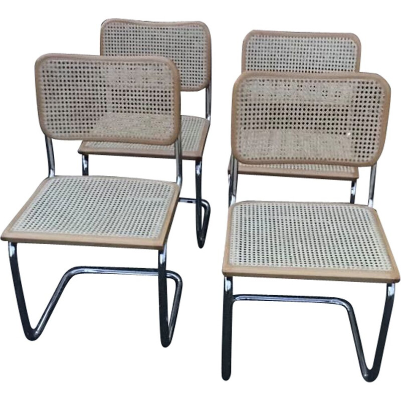 Ensemble de 4 chaises cesca vintage par Marcel Breuer