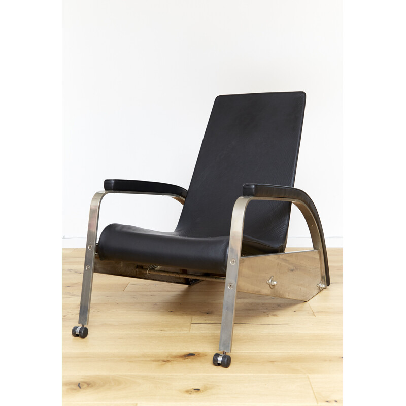 Cadeira de braços preta vintage modelo D80 de Jean Prouvé para Tecta