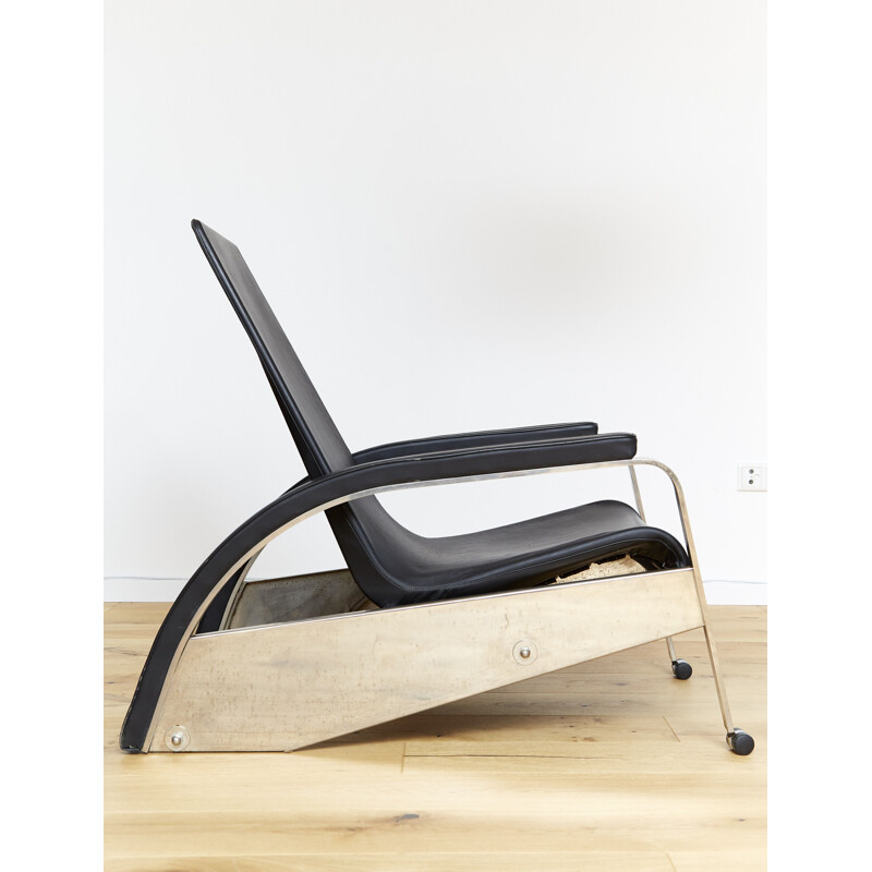 Black vintage armchair model D80 by Jean Prouvé for Tecta