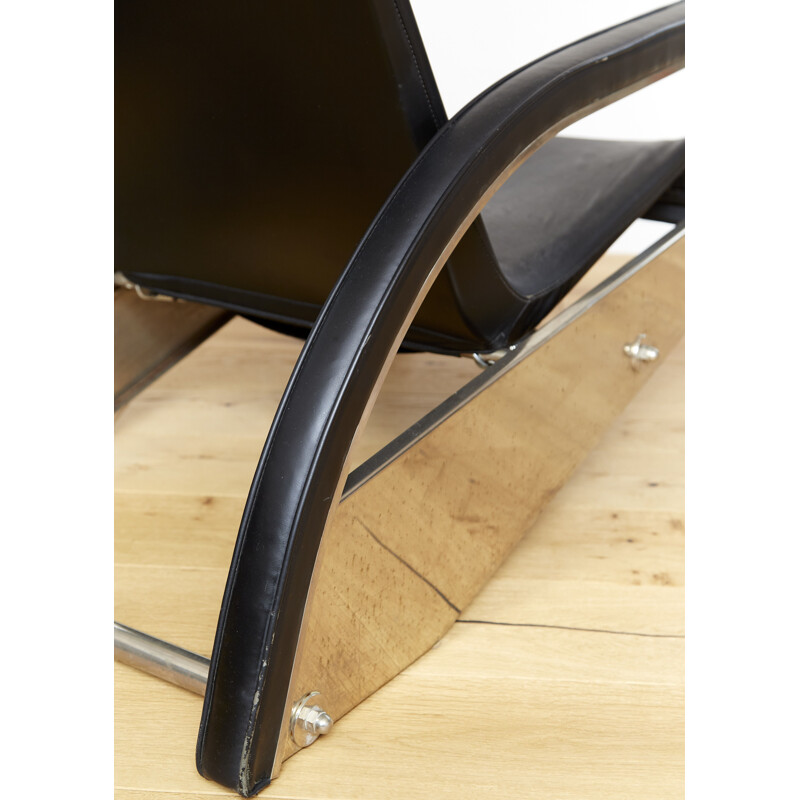 Cadeira de braços preta vintage modelo D80 de Jean Prouvé para Tecta