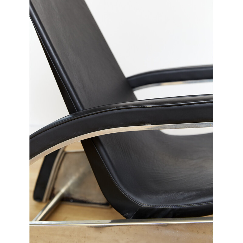 Black vintage armchair model D80 by Jean Prouvé for Tecta