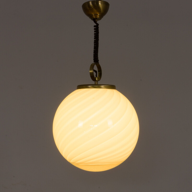 Italian vintage Murano glass globe pendant lamp, 1970s