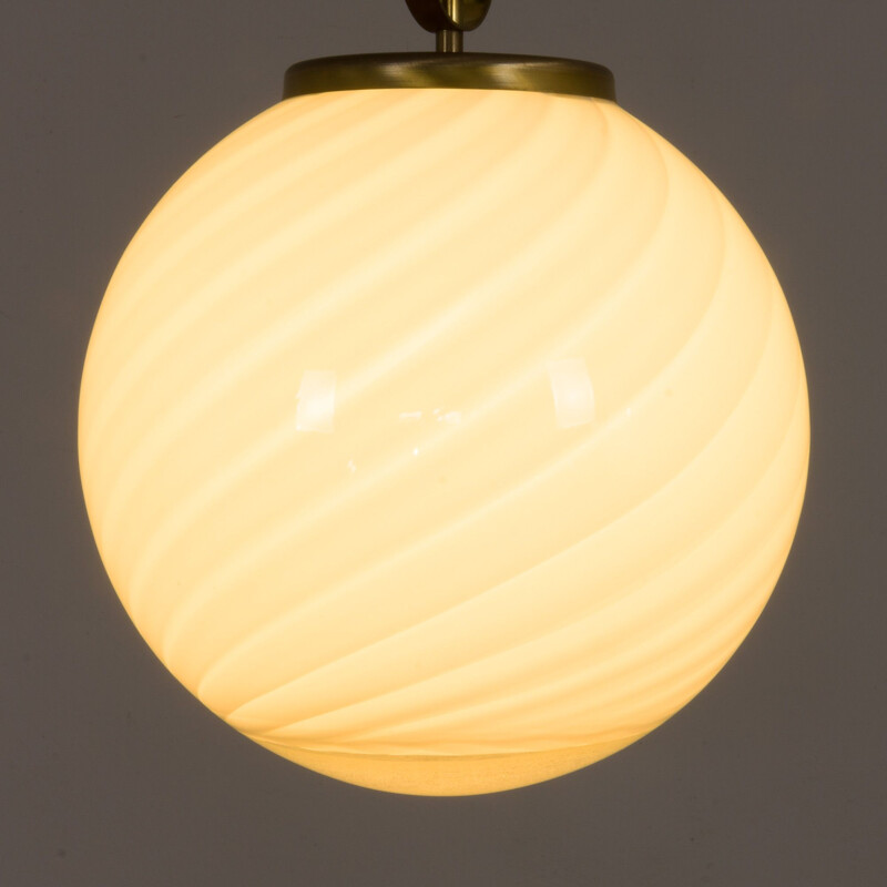 Italian vintage Murano glass globe pendant lamp, 1970s