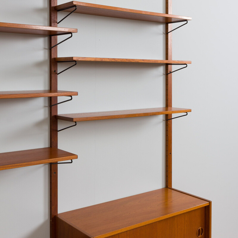 Danish vintage teak wall unit with sliding door, 1960s