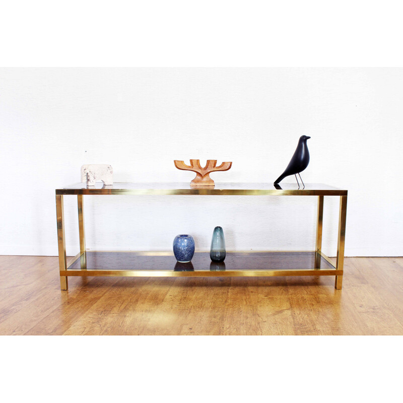 Vintage brass and glass console, 1970