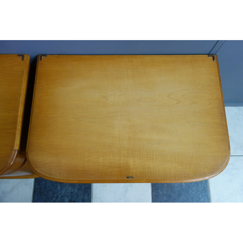 Paire de tables de chevet vintage en bois blond, 1960 