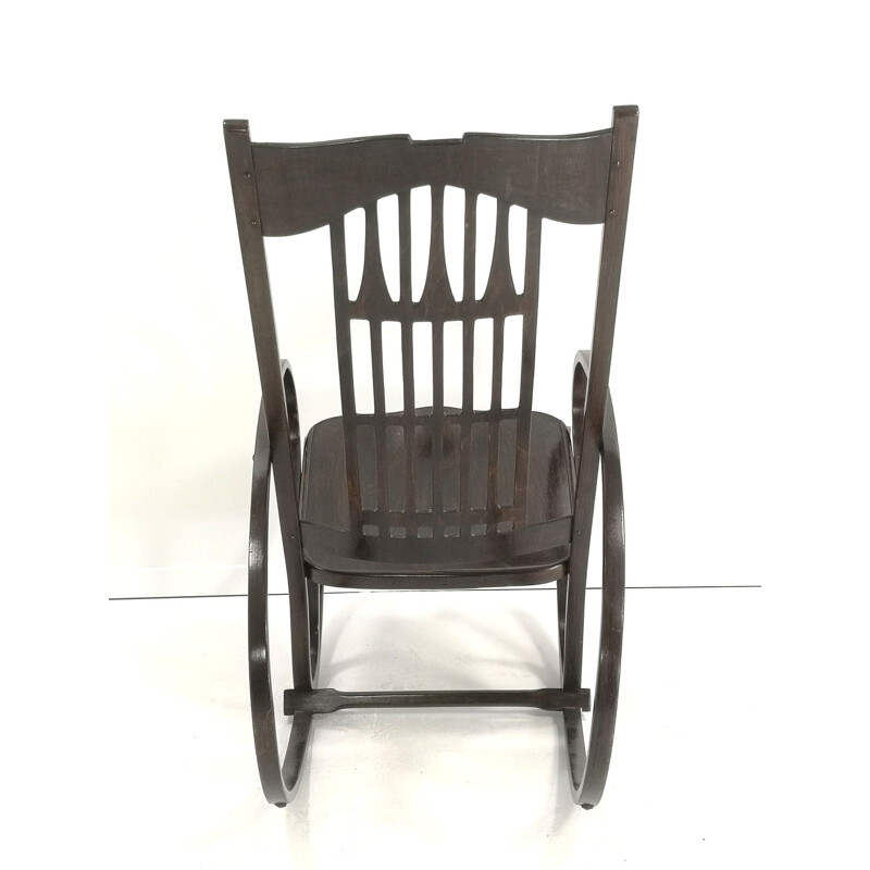 Vintage gebogen houten schommelstoel door Gustav Siegel voor Jacob