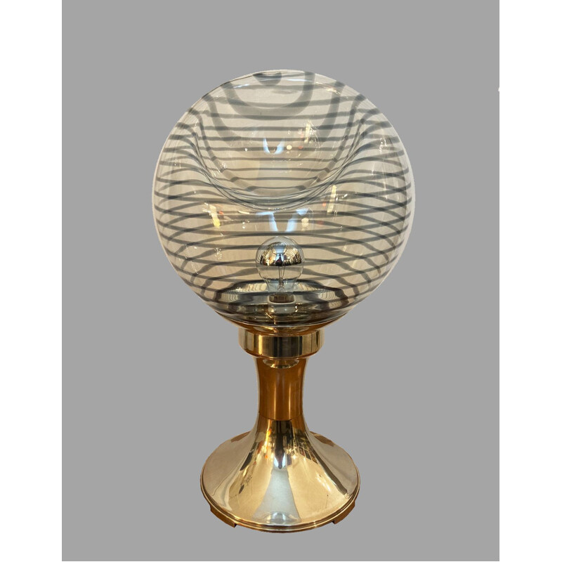 Vintage tafellamp in Murano glas en puur zilver van Seguso voor Venini, 1960