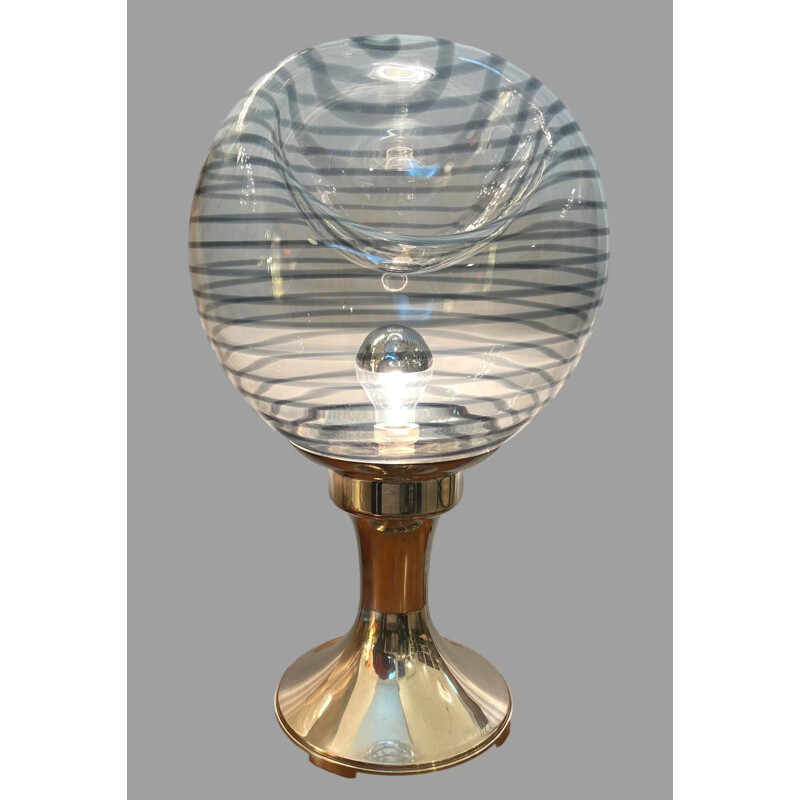 Lampada da tavolo vintage in vetro di Murano e argento puro di Seguso per Venini, 1960