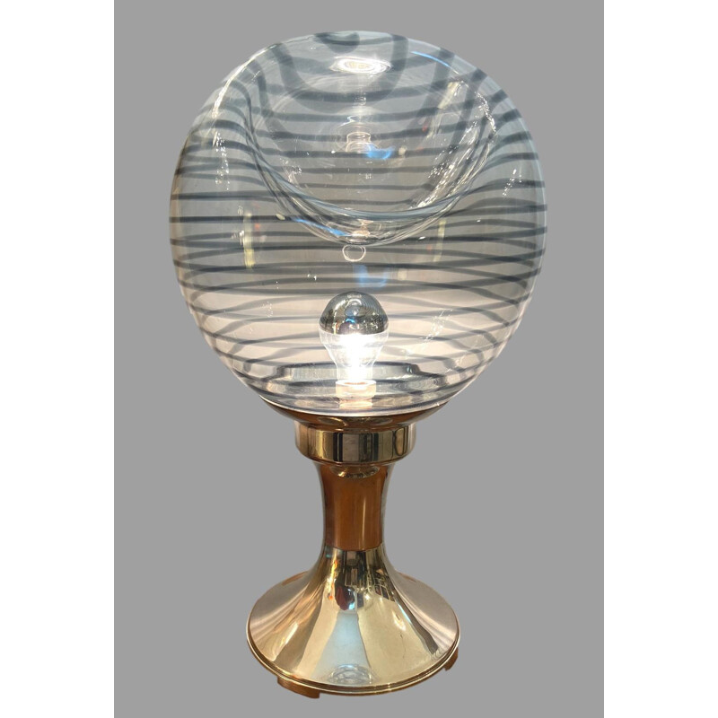 Lampe de table vintage en verre de Murano et argent pur par Seguso pour Venini, 1960