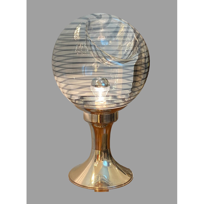 Lampada da tavolo vintage in vetro di Murano e argento puro di Seguso per Venini, 1960