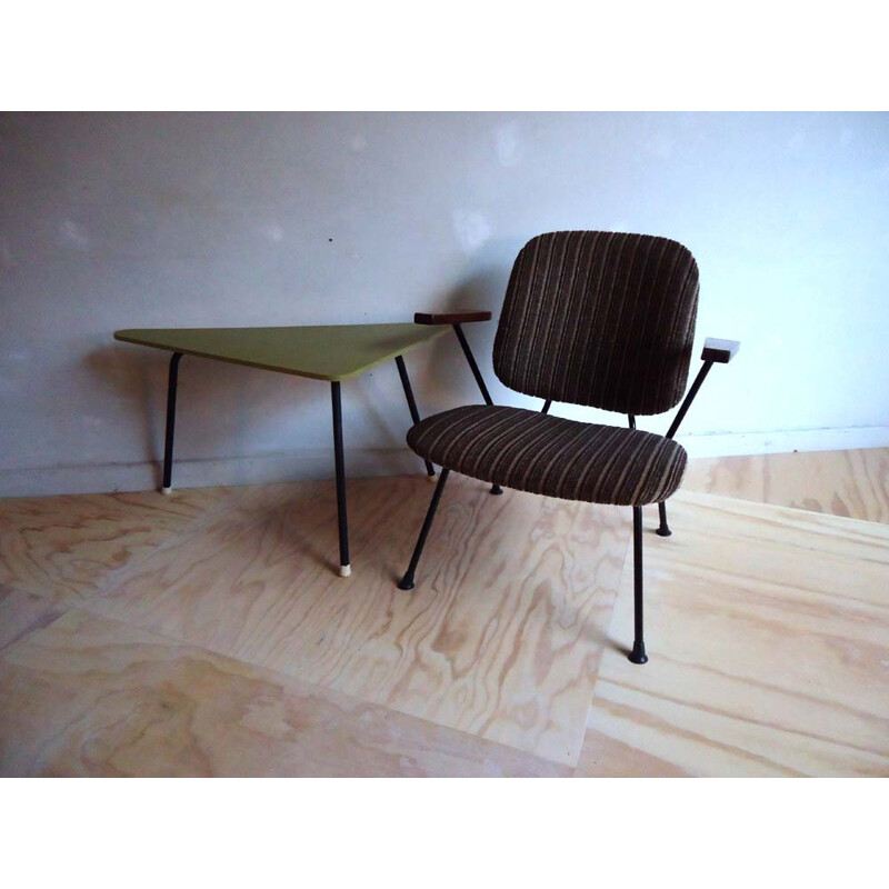 Fauteuil Kembo en métal et velours marron, W. GISPEN - 1960