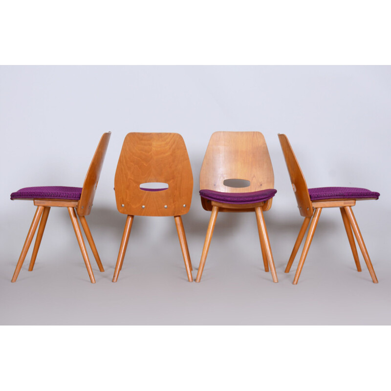 Set of 4 mid century dining chairs by František Jirák for Tatra Nábytok