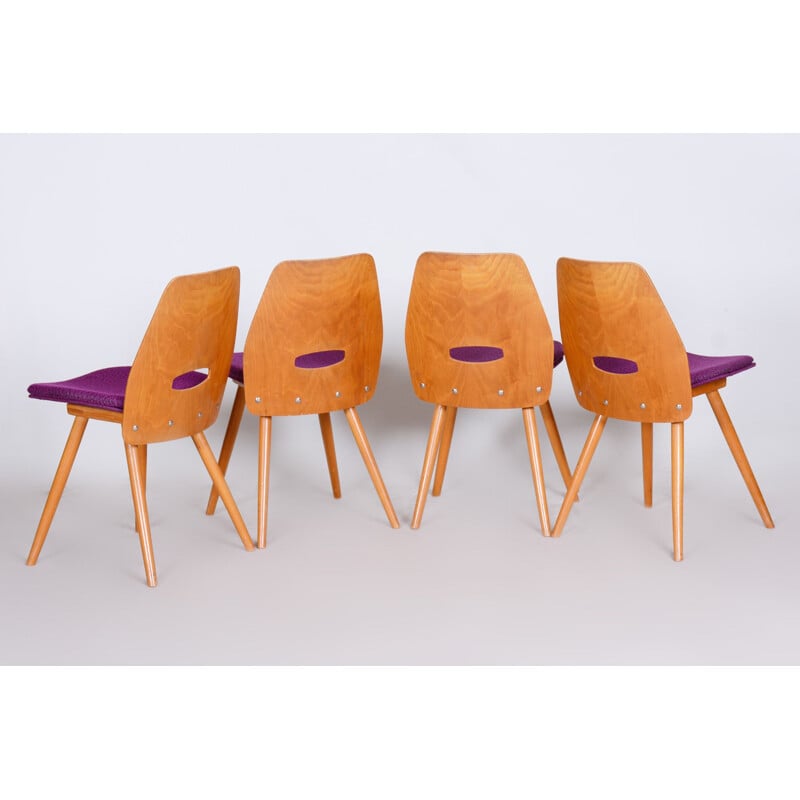 Set of 4 mid century dining chairs by František Jirák for Tatra Nábytok