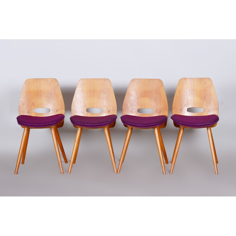 Set van 4 vintage stoelen van František Jirák voor Tatra Nábytok