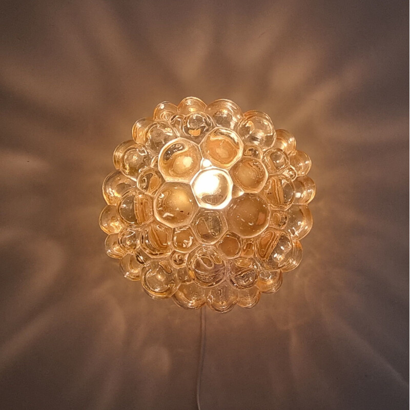 Vintage amber bubble wall lamp by Helena Tynell for Limburg, Germany 1970