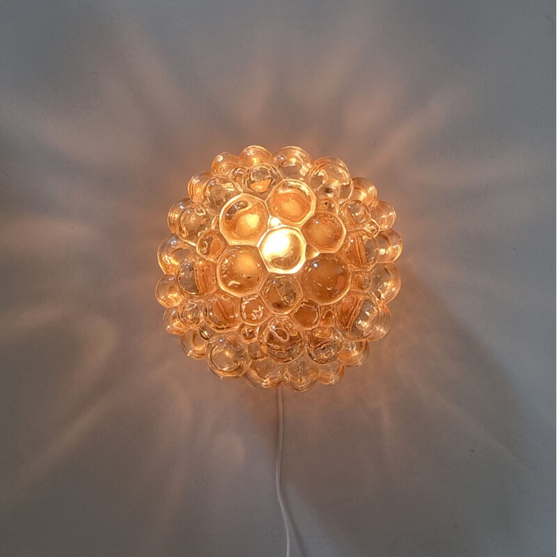 Vintage amber bubble wandlamp door Helena Tynell voor Limburg, Duitsland 1970