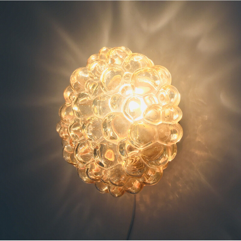 Vintage amber bubble wall lamp by Helena Tynell for Limburg, Germany 1970