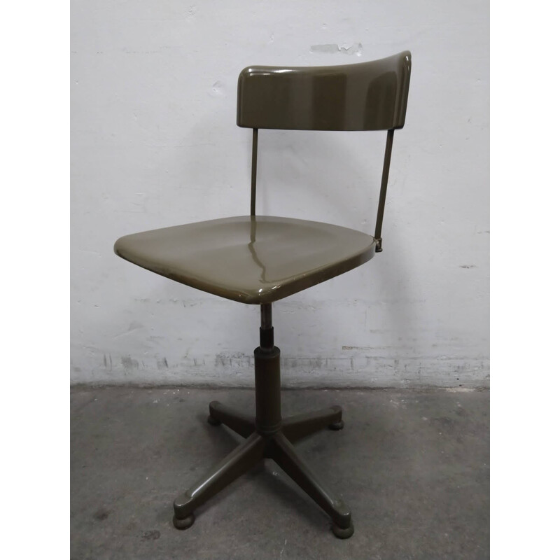 Fauteuil pivotant militaire vintage, Belgique 1950-1959