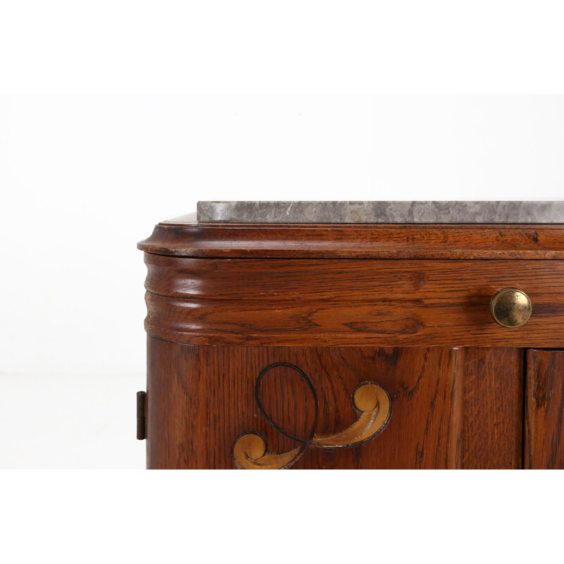 Art Deco vintage wood and marble night stand, 1930