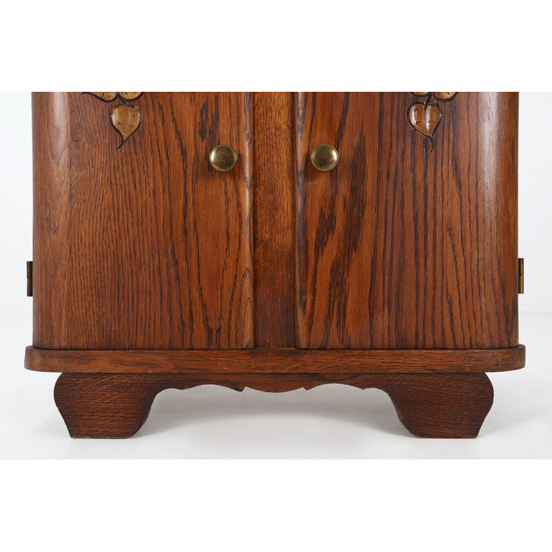 Art Deco vintage wood and marble night stand, 1930